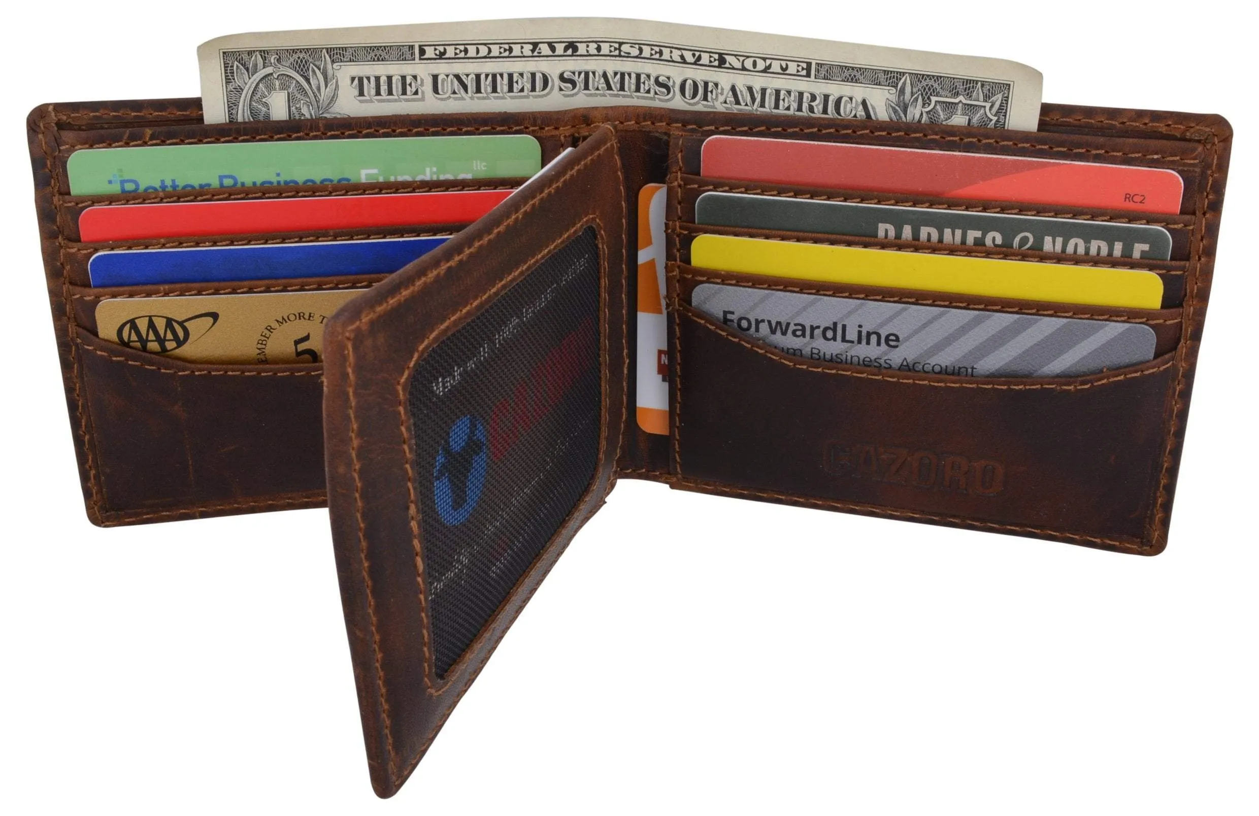 Best Seller Discount Hunter Leather Rfid Blocking Mens Multi-Card Id Holder Bifold Wallet
