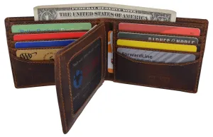 Best Seller Discount Hunter Leather Rfid Blocking Mens Multi-Card Id Holder Bifold Wallet