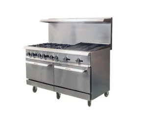 IKON - IR-6B-24RB-60, 60" Gas Range With 24?? Radiant Broiler & 6 Burners 316,000 BTU