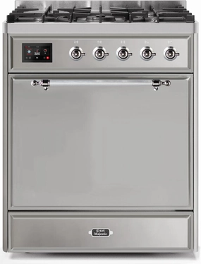 Ilve UM30DQNE3SSC Majestic Ii 30 Inch Dual Fuel Natural Gas Freestanding Range In Stainless Steel With Chrome Trim