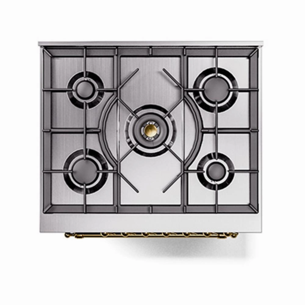 Ilve UN30NMPMBGLP Ilve Un30Nmpmbglp Nostalgie Ii Noblesse 30" Dual Fuel Range (Liquid Propane, Triple Glass Door, Midnight Blue, Brass)