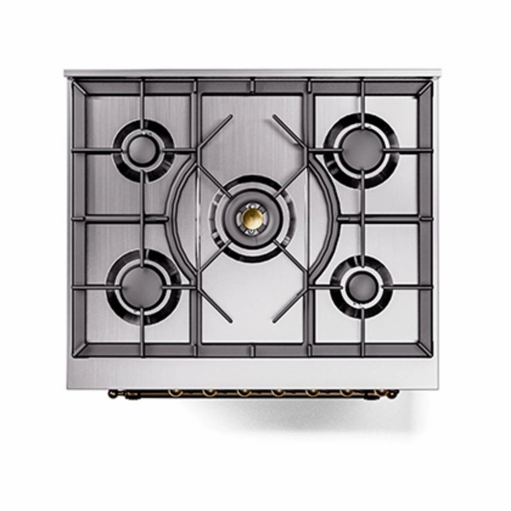 Ilve UN30QNMPBUBLP Ilve Un30Qnmpbublp Nostalgie Ii Noblesse 30" Dual Fuel Range (Liquid Propane, Solid Door, Burgundy, Burnished)