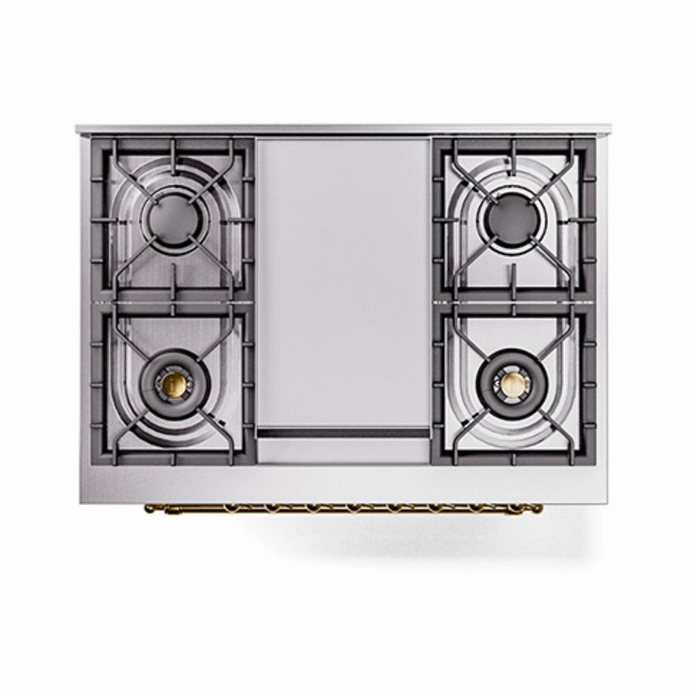 Ilve UN36FNMPAWG Ilve Un36Fnmpawg Nostalgie Ii Noblesse 36" Dual Fuel Range (Natural Gas, Triple Glass Door, Antique White, Brass)