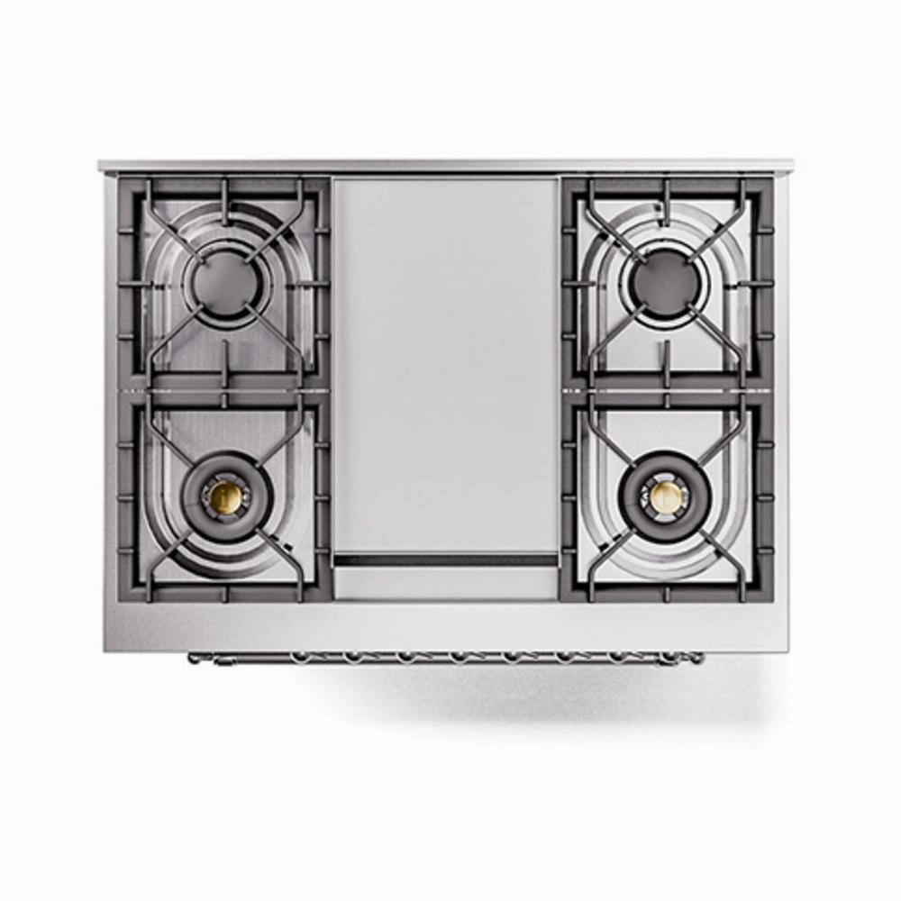 Ilve UN36FNMPBKCLP Ilve Un36Fnmpbkclp Nostalgie Ii Noblesse 36" Dual Fuel Range (Liquid Propane, Triple Glass Door, Glossy Black, Chrome)