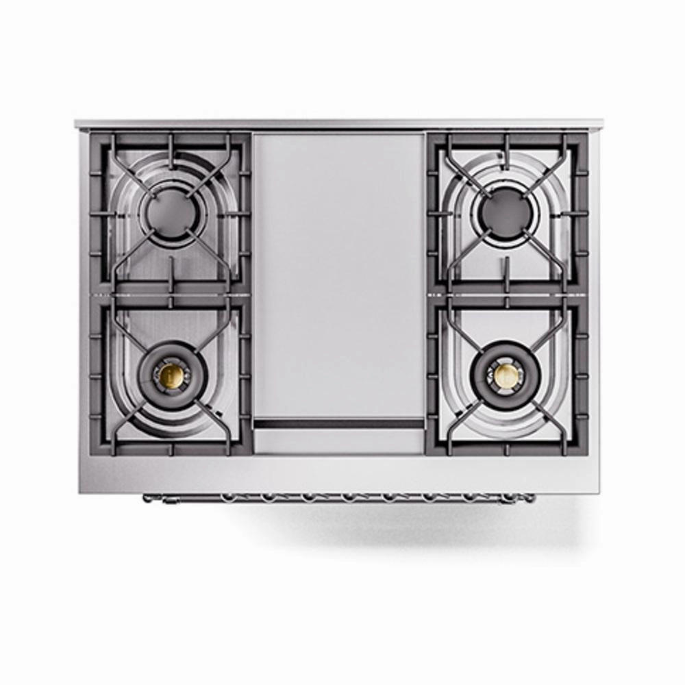 Ilve UN36FNMPBUC Ilve Un36Fnmpbuc Nostalgie Ii Noblesse 36" Dual Fuel Range (Natural Gas, Triple Glass Door, Burgundy, Chrome)