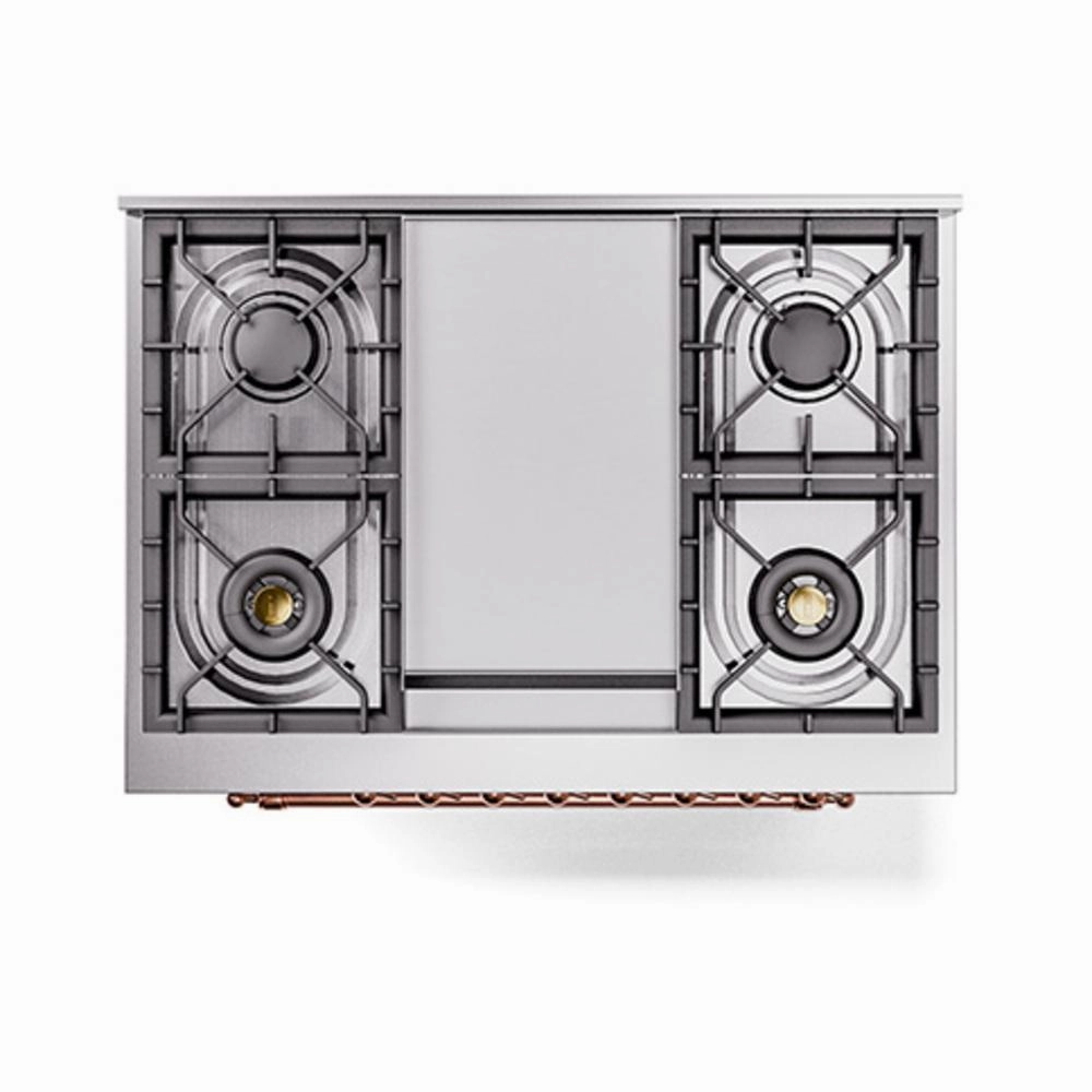 Ilve UN36FNMPSSPLP Ilve Un36Fnmpssplp Nostalgie Ii Noblesse 36" Dual Fuel Range (Liquid Propane, Triple Glass Door, Stainless Steel, Copper)