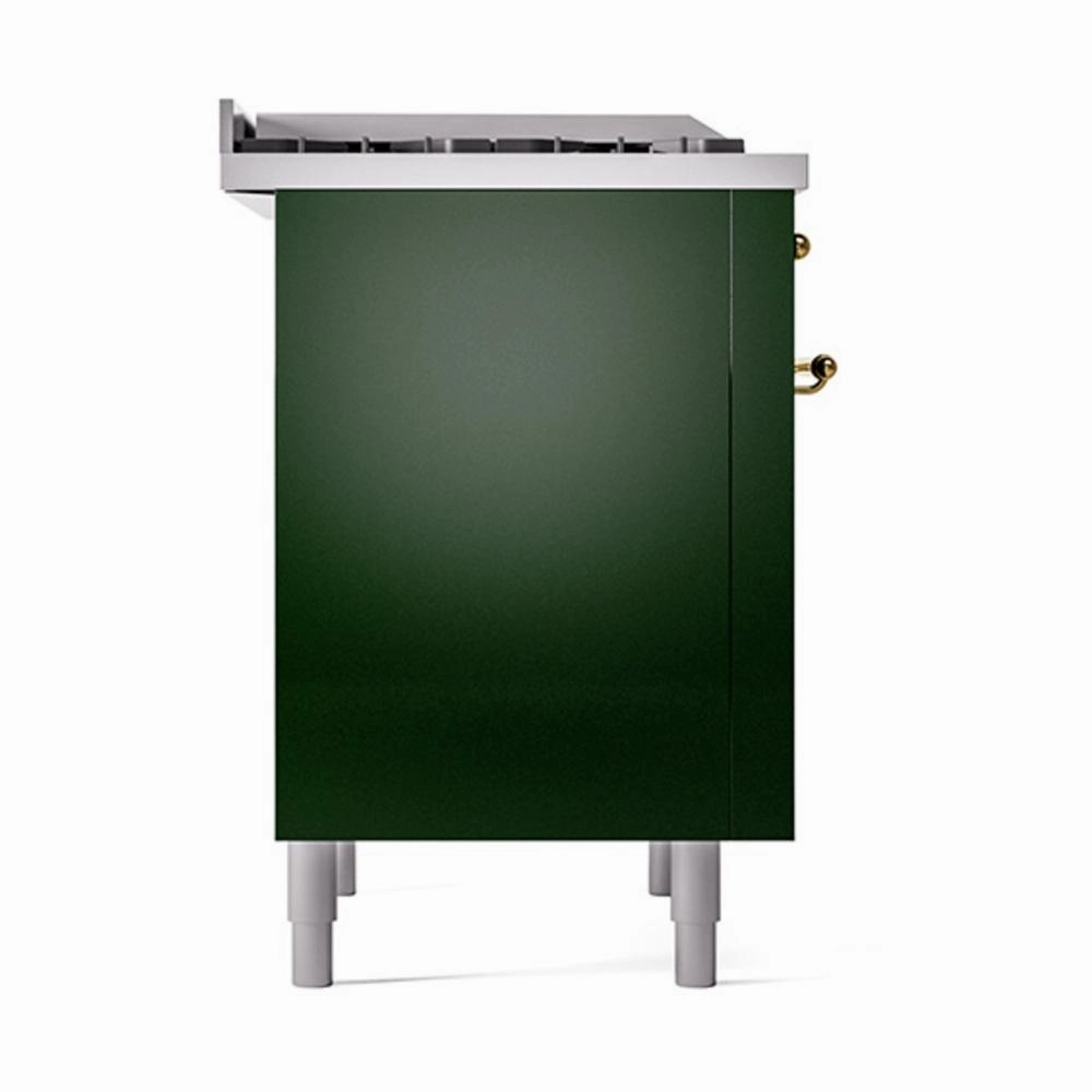 Ilve UN36FQNMPEGG Ilve Un36Fqnmpegg Nostalgie Ii Noblesse 36" Dual Fuel Range (Natural Gas, Solid Door, Emerald Green, Brass)