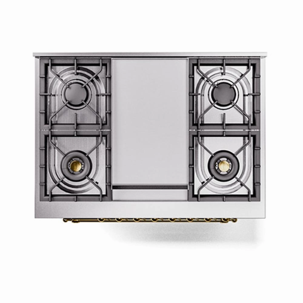 Ilve UN36FQNMPEGG Ilve Un36Fqnmpegg Nostalgie Ii Noblesse 36" Dual Fuel Range (Natural Gas, Solid Door, Emerald Green, Brass)