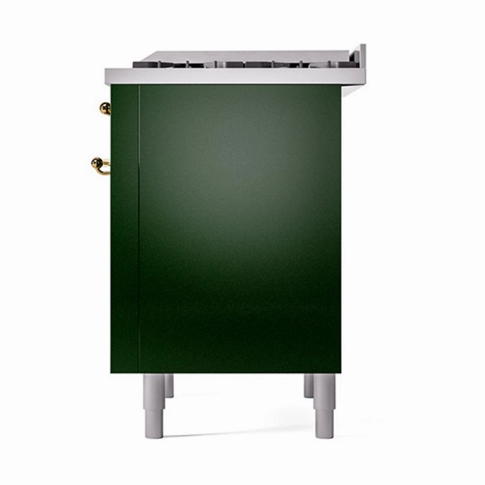 Ilve UN36FQNMPEGG Ilve Un36Fqnmpegg Nostalgie Ii Noblesse 36" Dual Fuel Range (Natural Gas, Solid Door, Emerald Green, Brass)