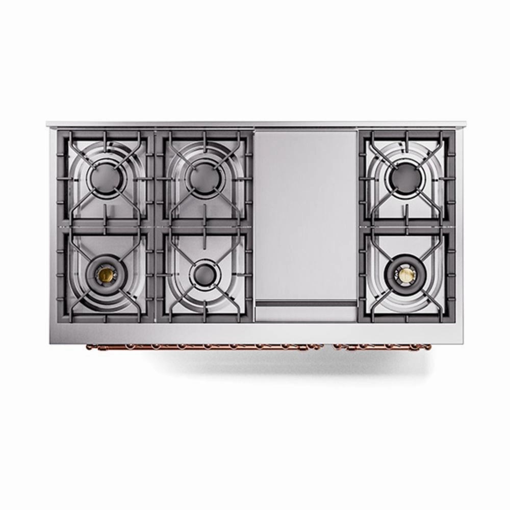 Ilve UN48FNMPMGP Ilve Un48Fnmpmgp Nostalgie Ii Noblesse 48" Dual Fuel Range (8 Sealed Burners   Griddle, Natural Gas, Triple Glass Door, Graphite Matte, Copper)