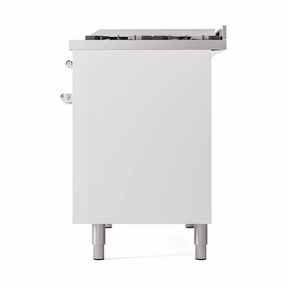 Ilve UN48FQNMPWHC Ilve Un48Fqnmpwhc Nostalgie Ii Noblesse 48" Dual Fuel Range (8 Sealed Burners   Griddle, Natural Gas, Solid Door, White, Chrome)