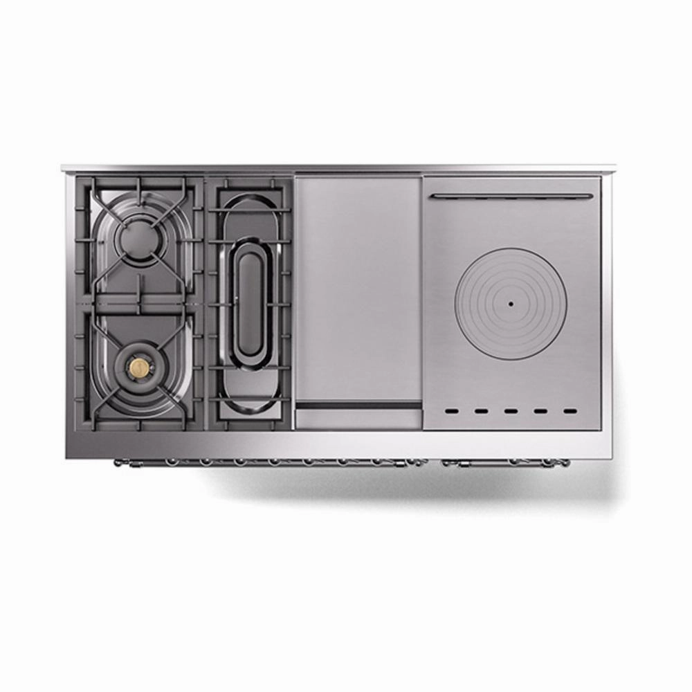 Ilve UN48FSQNMPMGC Ilve Un48Fsqnmpmgc Nostalgie Ii Noblesse 48" Dual Fuel Range (5 Sealed Burners   Griddle   French Top, Natural Gas, Solid Door, Graphite Matte, Chrome)