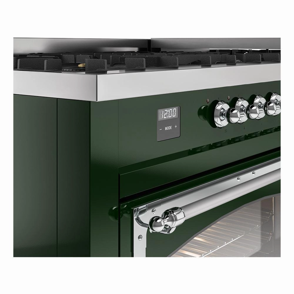 Ilve UN60FNMPEGCLP Ilve Un60Fnmpegclp Nostalgie Ii Noblesse 60" Dual Fuel Range (9 Sealed Burners   Griddle, Liquid Propane, Triple Glass Door, Emerald Green, Chrome)