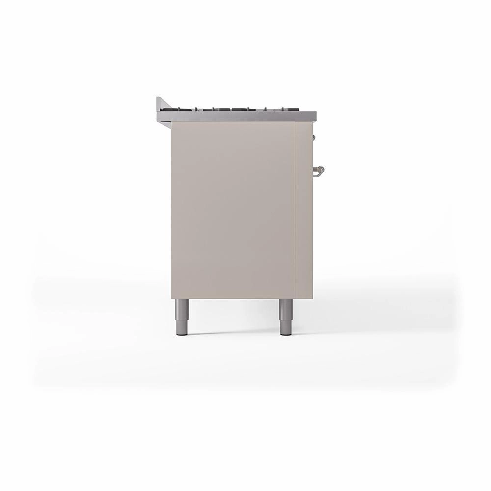 Ilve UN60FQNMPAWC Ilve Un60Fqnmpawc Nostalgie Ii Noblesse 60" Dual Fuel Range (9 Sealed Burners   Griddle, Natural Gas, Solid Door, Antique White, Chrome)