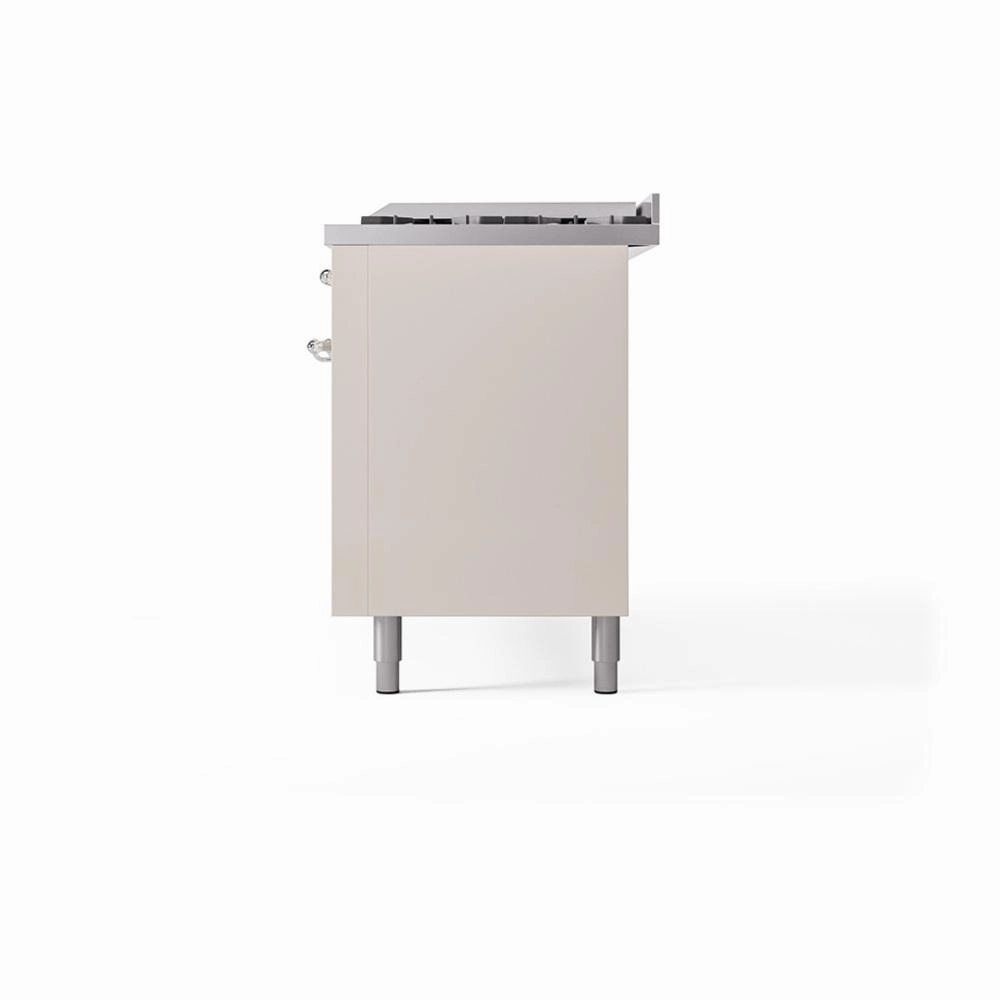 Ilve UN60FQNMPAWC Ilve Un60Fqnmpawc Nostalgie Ii Noblesse 60" Dual Fuel Range (9 Sealed Burners   Griddle, Natural Gas, Solid Door, Antique White, Chrome)