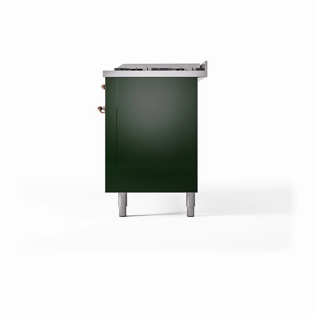 Ilve UN60FQNMPEGPLP Ilve Un60Fqnmpegplp Nostalgie Ii Noblesse 60" Dual Fuel Range (9 Sealed Burners   Griddle, Liquid Propane, Solid Door, Emerald Green, Copper)