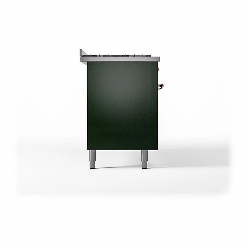 Ilve UN60FQNMPEGPLP Ilve Un60Fqnmpegplp Nostalgie Ii Noblesse 60" Dual Fuel Range (9 Sealed Burners   Griddle, Liquid Propane, Solid Door, Emerald Green, Copper)
