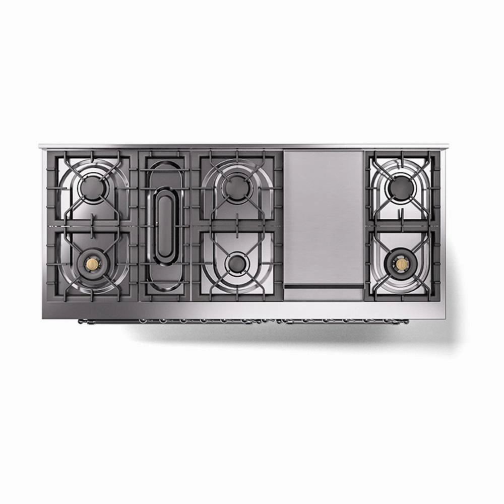 Ilve UN60FQNMPMBCLP Ilve Un60Fqnmpmbclp Nostalgie Ii Noblesse 60" Dual Fuel Range (9 Sealed Burners   Griddle, Liquid Propane, Solid Door, Midnight Blue, Chrome)