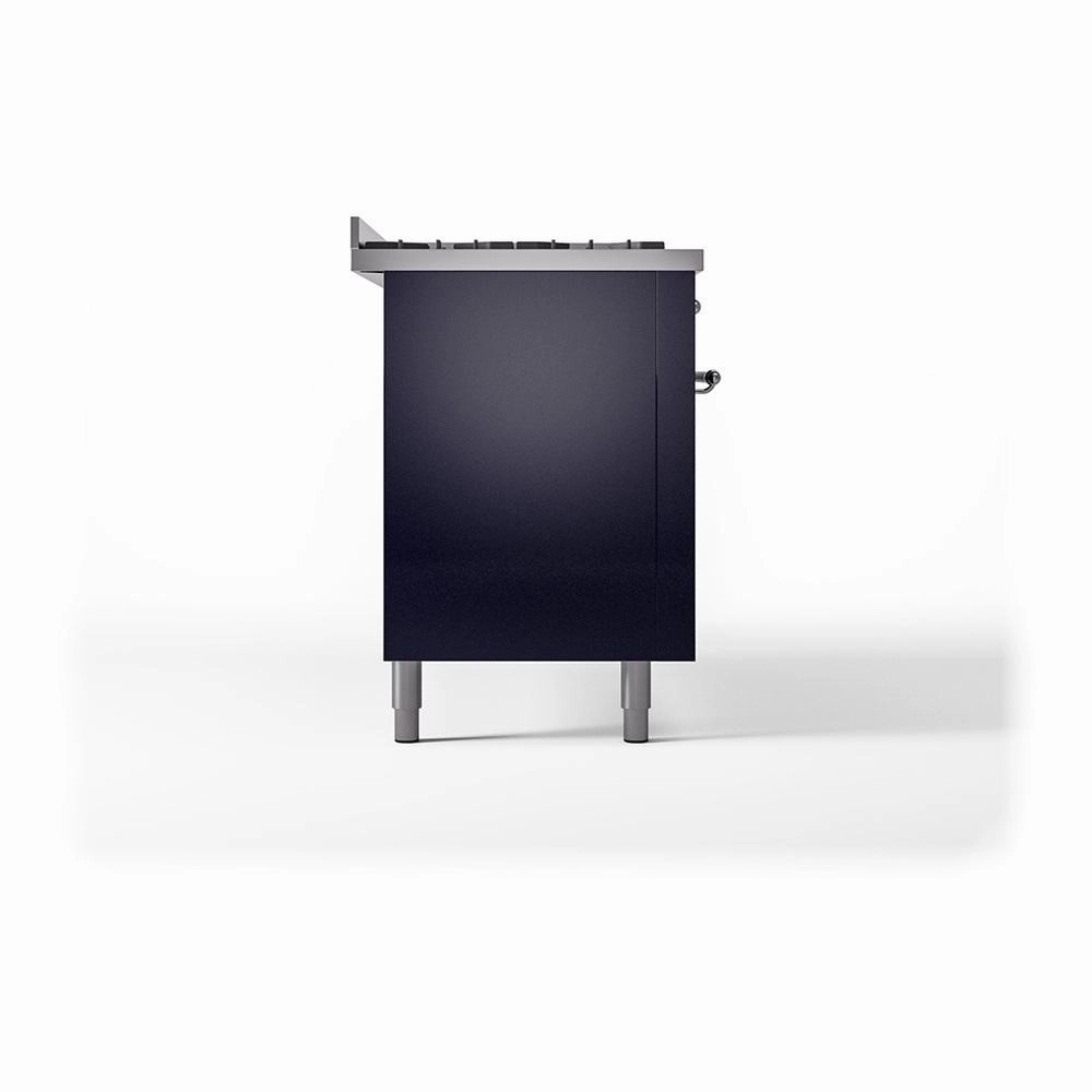Ilve UN60FQNMPMBCLP Ilve Un60Fqnmpmbclp Nostalgie Ii Noblesse 60" Dual Fuel Range (9 Sealed Burners   Griddle, Liquid Propane, Solid Door, Midnight Blue, Chrome)