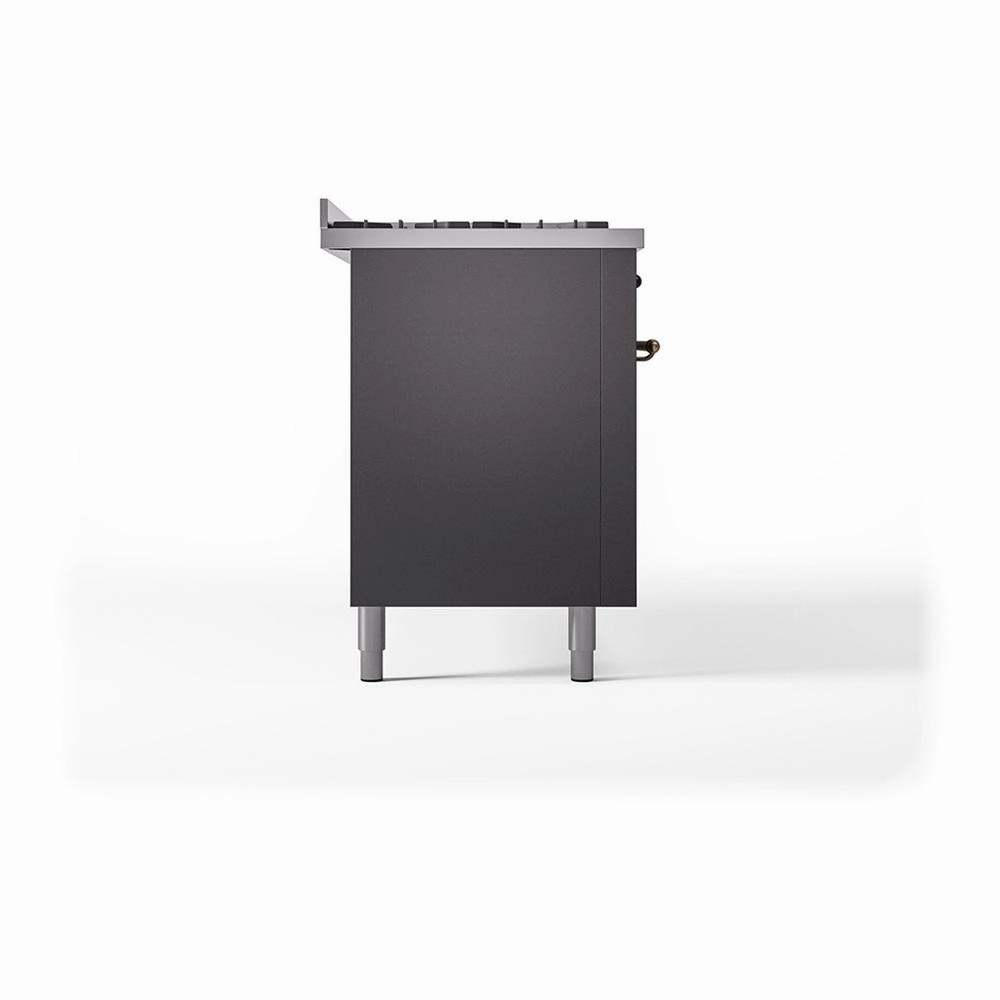 Ilve UN60FQNMPMGB Ilve Un60Fqnmpmgb Nostalgie Ii Noblesse 60" Dual Fuel Range (9 Sealed Burners   Griddle, Natural Gas, Solid Door, Graphite Matte, Burnished)
