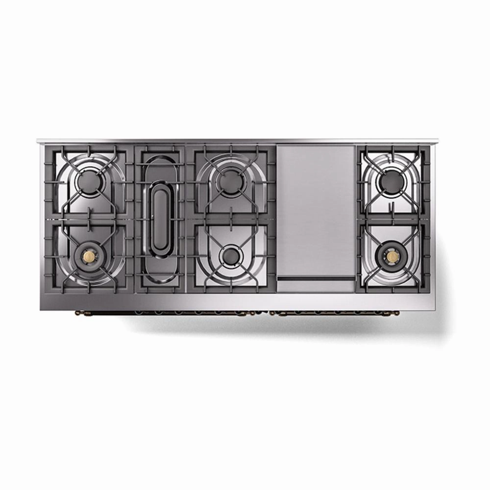 Ilve UN60FQNMPMGB Ilve Un60Fqnmpmgb Nostalgie Ii Noblesse 60" Dual Fuel Range (9 Sealed Burners   Griddle, Natural Gas, Solid Door, Graphite Matte, Burnished)