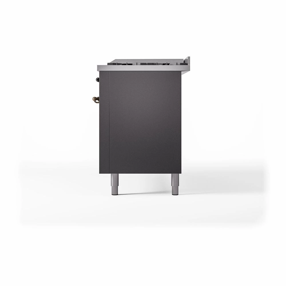 Ilve UN60FQNMPMGB Ilve Un60Fqnmpmgb Nostalgie Ii Noblesse 60" Dual Fuel Range (9 Sealed Burners   Griddle, Natural Gas, Solid Door, Graphite Matte, Burnished)