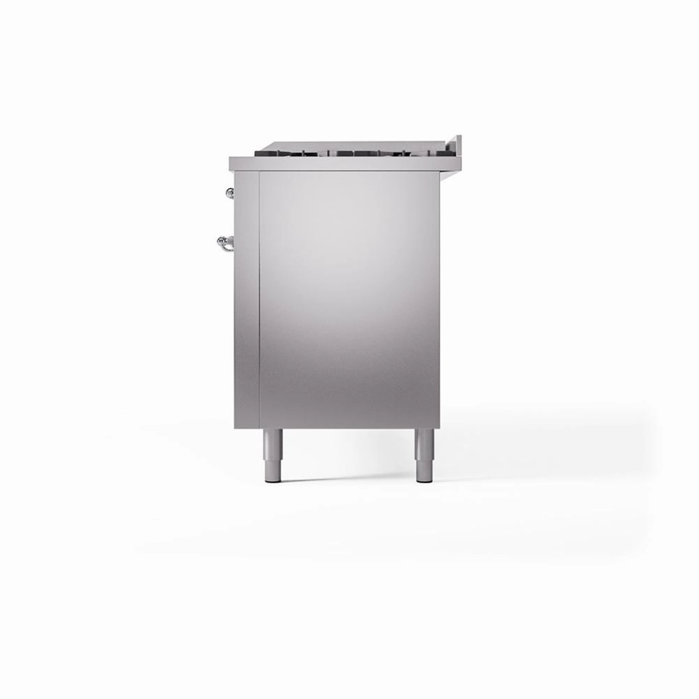 Ilve UN60FQNMPSSC Ilve Un60Fqnmpssc Nostalgie Ii Noblesse 60" Dual Fuel Range (9 Sealed Burners   Griddle, Natural Gas, Solid Door, Stainless Steel, Chrome)