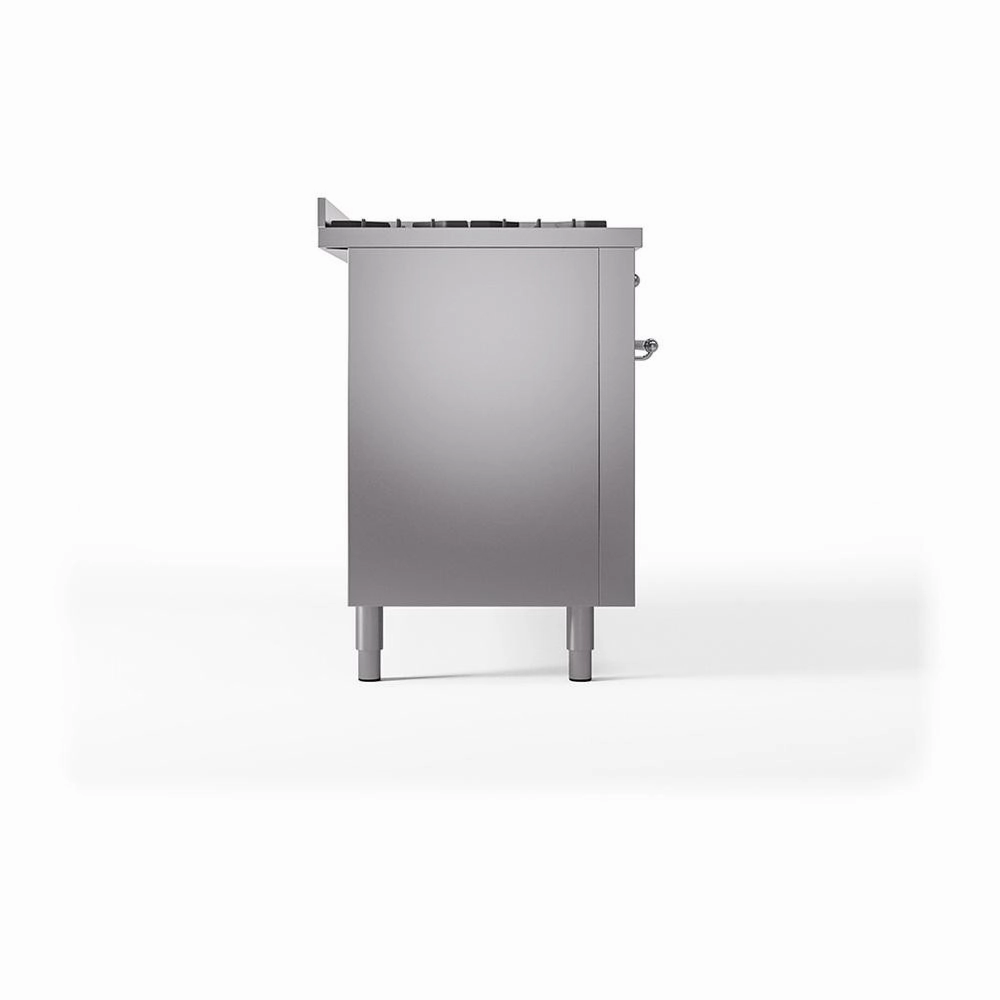 Ilve UN60FQNMPSSC Ilve Un60Fqnmpssc Nostalgie Ii Noblesse 60" Dual Fuel Range (9 Sealed Burners   Griddle, Natural Gas, Solid Door, Stainless Steel, Chrome)