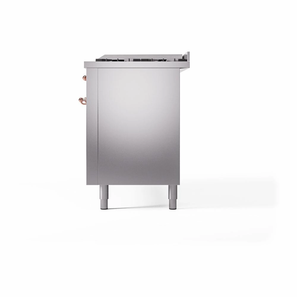 Ilve UN60FQNMPSSPLP Ilve Un60Fqnmpssplp Nostalgie Ii Noblesse 60" Dual Fuel Range (9 Sealed Burners   Griddle, Liquid Propane, Solid Door, Stainless Steel, Copper)
