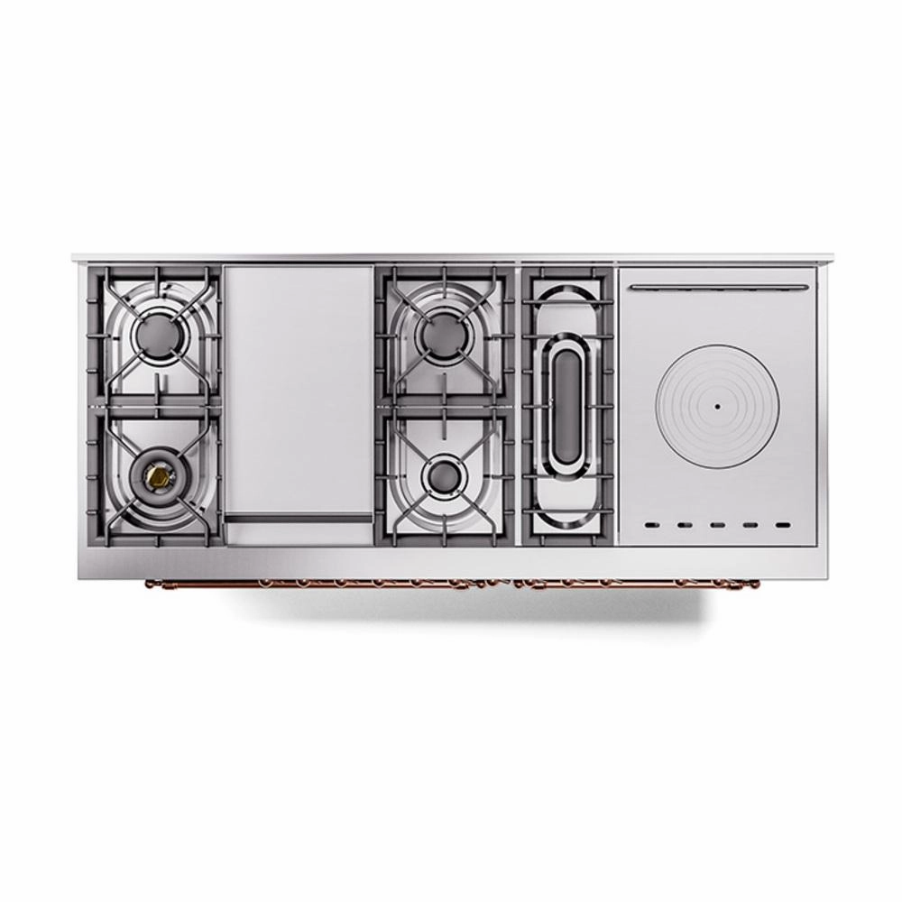Ilve UN60FSNMPEGPLP Ilve Un60Fsnmpegplp Nostalgie Ii Noblesse 60" Dual Fuel Range (7 Sealed Burners   Griddle   French Top, Liquid Propane, Triple Glass Door, Emerald Green, Copper)