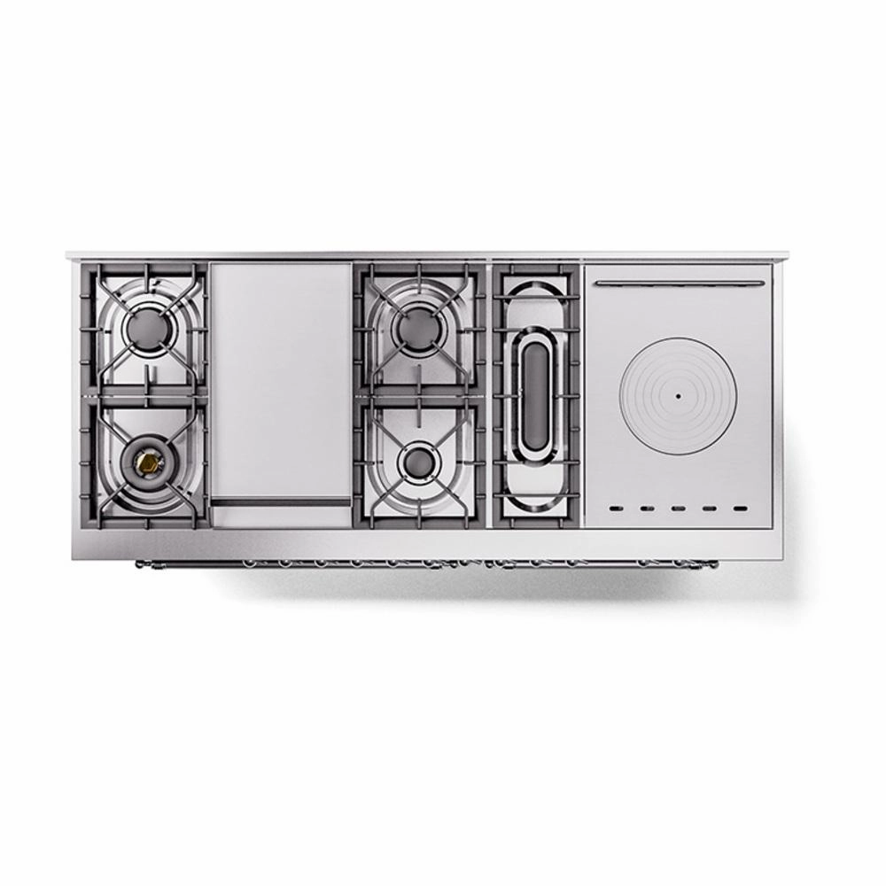 Ilve UN60FSNMPMBCLP Ilve Un60Fsnmpmbclp Nostalgie Ii Noblesse 60" Dual Fuel Range (7 Sealed Burners   Griddle   French Top, Liquid Propane, Triple Glass Door, Midnight Blue, Chrome)