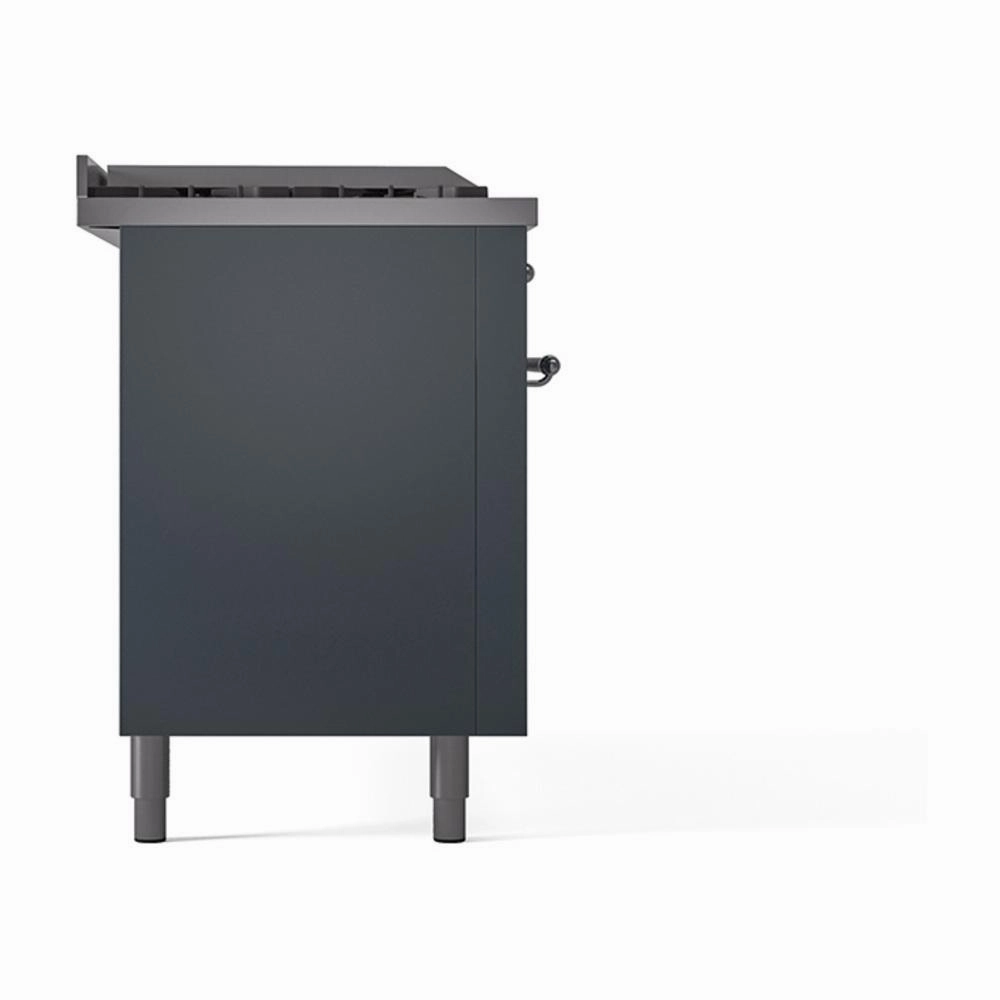 Ilve UN60FSQNMPBGC Ilve Un60Fsqnmpbgc Nostalgie Ii Noblesse 60" Dual Fuel Range (7 Sealed Burners   Griddle   French Top, Natural Gas, Solid Door, Blue Grey, Chrome)