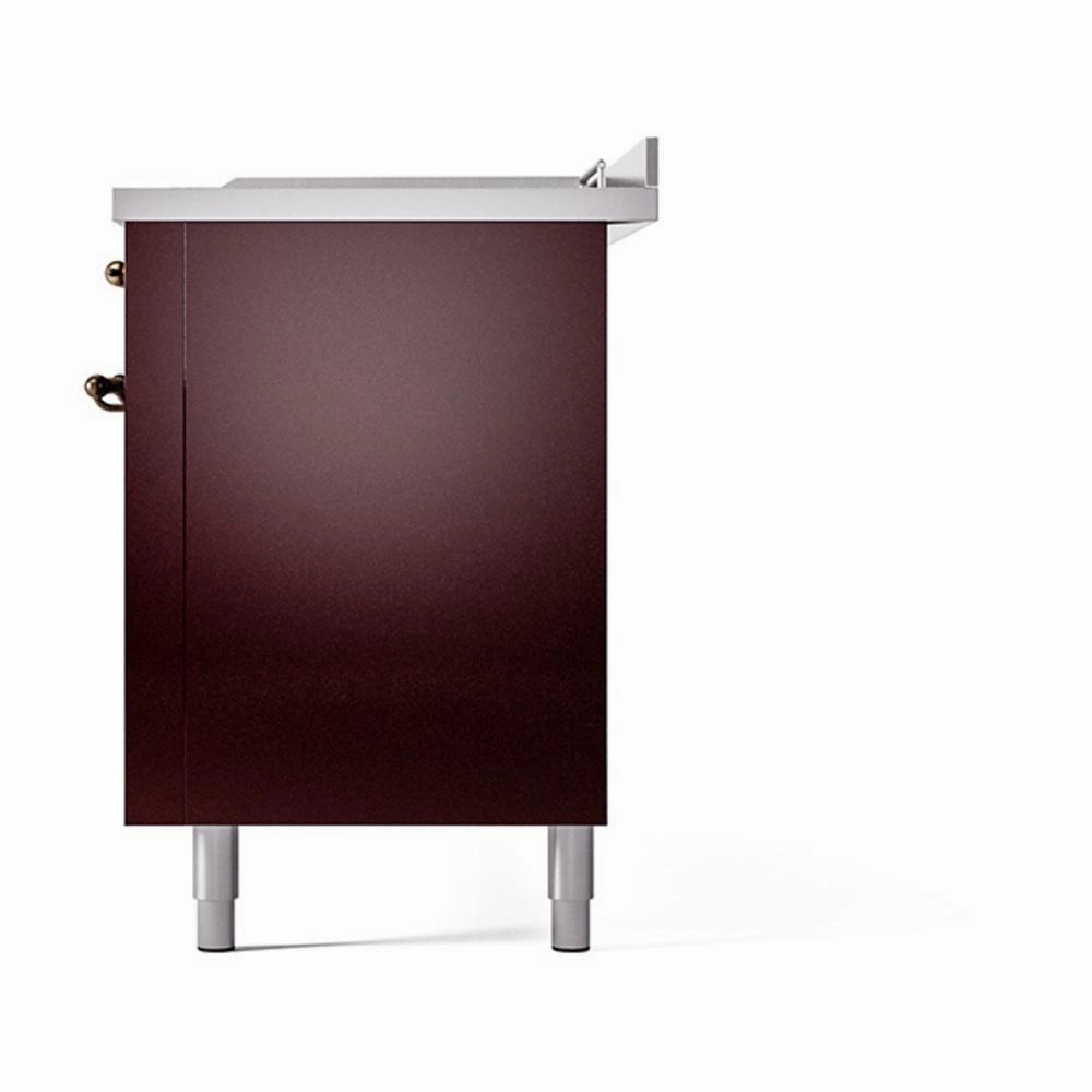 Ilve UN60FSQNMPBUB Ilve Un60Fsqnmpbub Nostalgie Ii Noblesse 60" Dual Fuel Range (7 Sealed Burners   Griddle   French Top, Natural Gas, Solid Door, Burgundy, Burnished)