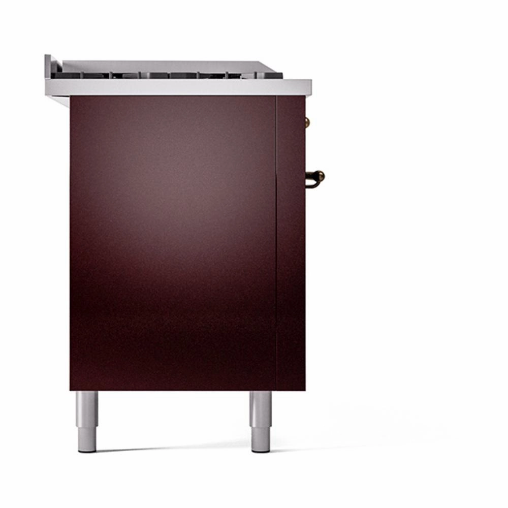 Ilve UN60FSQNMPBUB Ilve Un60Fsqnmpbub Nostalgie Ii Noblesse 60" Dual Fuel Range (7 Sealed Burners   Griddle   French Top, Natural Gas, Solid Door, Burgundy, Burnished)