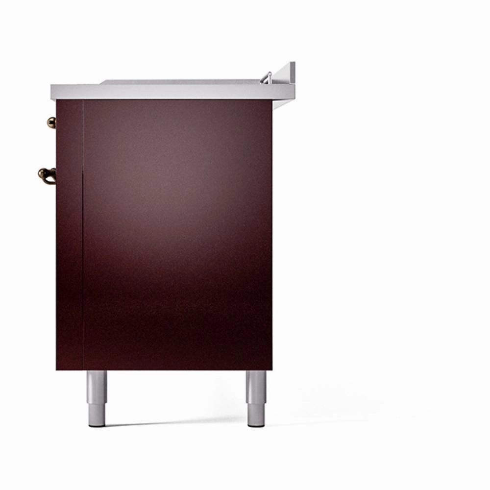Ilve UN60FSQNMPBUBLP Ilve Un60Fsqnmpbublp Nostalgie Ii Noblesse 60" Dual Fuel Range (7 Sealed Burners   Griddle   French Top, Liquid Propane, Solid Door, Burgundy, Burnished)