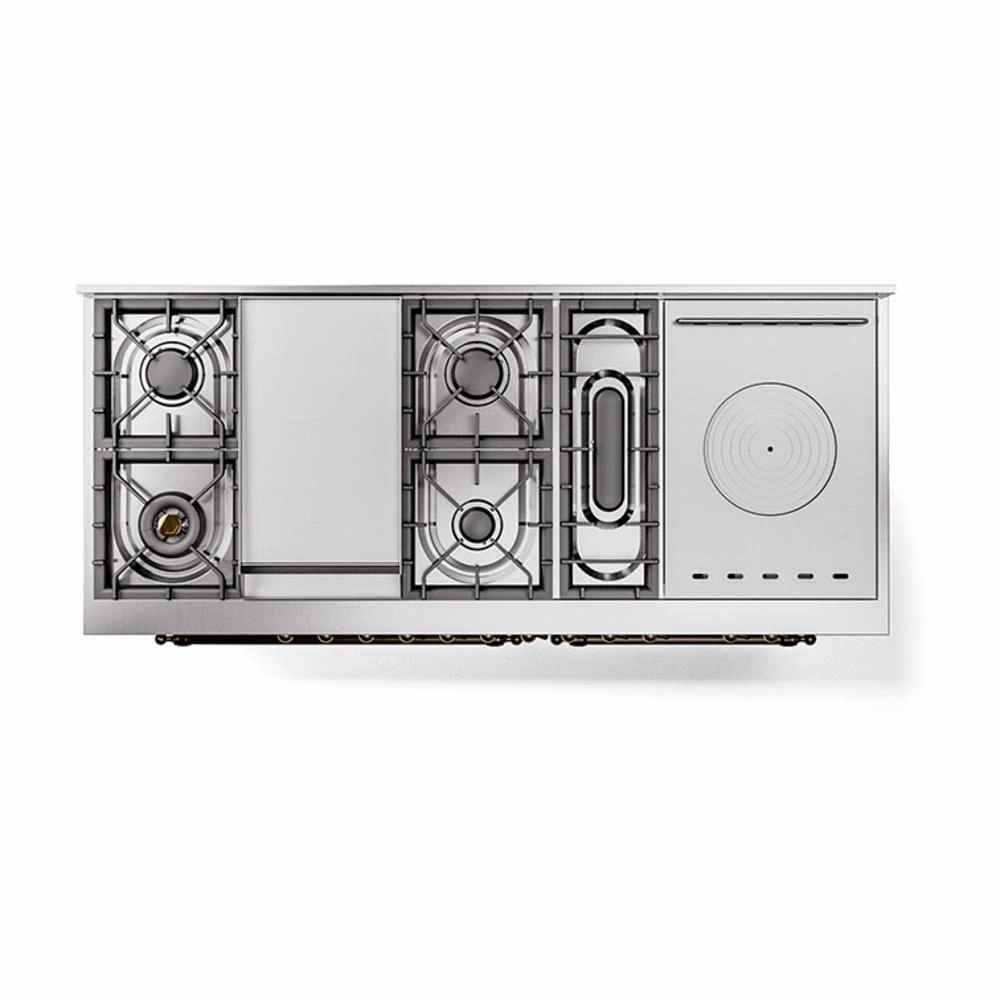Ilve UN60FSQNMPRABLP Ilve Un60Fsqnmprablp Nostalgie Ii Noblesse 60" Dual Fuel Range (7 Sealed Burners   Griddle   French Top, Liquid Propane, Solid Door, Ral, Burnished)