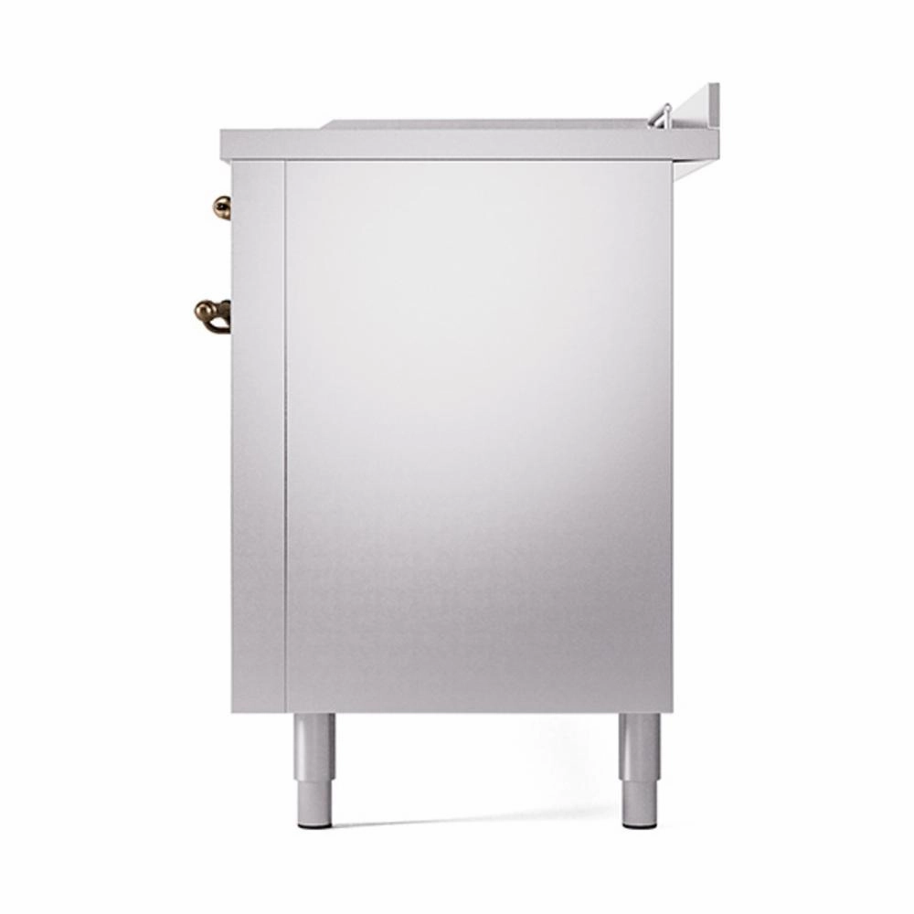 Ilve UN60FSQNMPSSBLP Ilve Un60Fsqnmpssblp Nostalgie Ii Noblesse 60" Dual Fuel Range (7 Sealed Burners   Griddle   French Top, Liquid Propane, Solid Door, Stainless Steel, Burnished)