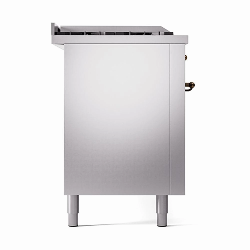 Ilve UN60FSQNMPSSBLP Ilve Un60Fsqnmpssblp Nostalgie Ii Noblesse 60" Dual Fuel Range (7 Sealed Burners   Griddle   French Top, Liquid Propane, Solid Door, Stainless Steel, Burnished)