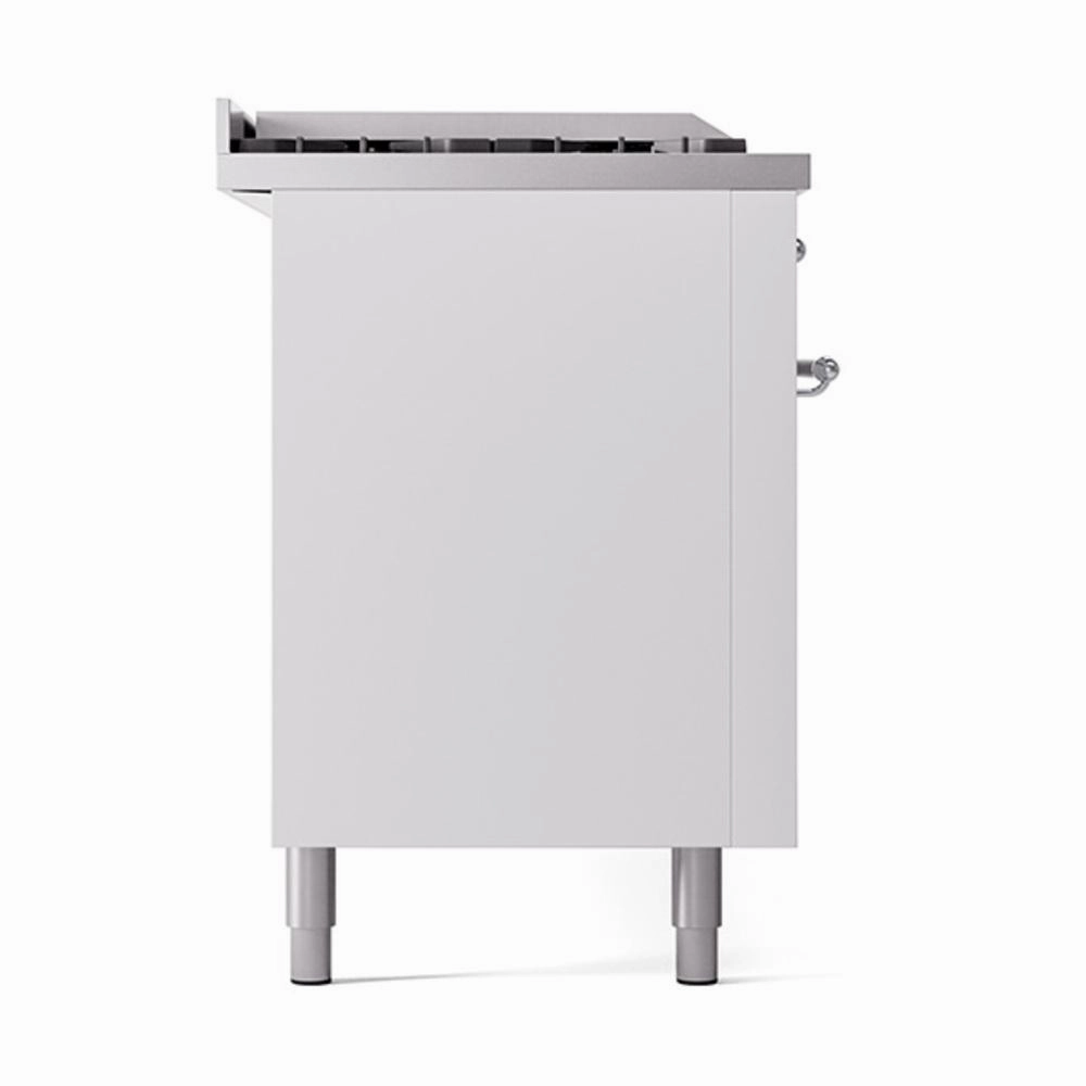 Ilve UN60FSQNMPWHC Ilve Un60Fsqnmpwhc Nostalgie Ii Noblesse 60" Dual Fuel Range (7 Sealed Burners   Griddle   French Top, Natural Gas, Solid Door, White, Chrome)