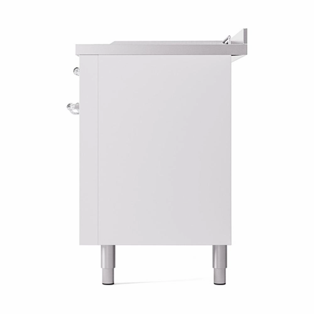 Ilve UN60FSQNMPWHC Ilve Un60Fsqnmpwhc Nostalgie Ii Noblesse 60" Dual Fuel Range (7 Sealed Burners   Griddle   French Top, Natural Gas, Solid Door, White, Chrome)