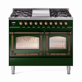 Ilve UND40FNMPEGB Ilve Und40Fnmpegb Nostalgie Ii Noblesse 40" Dual Fuel Range (Natural Gas, Triple Glass Door, Emerald Green, Burnished)