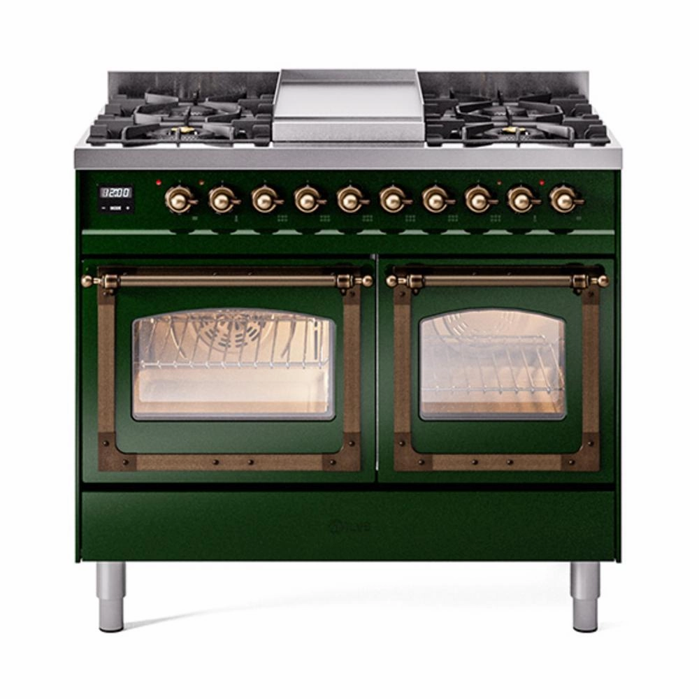 Ilve UND40FNMPEGB Ilve Und40Fnmpegb Nostalgie Ii Noblesse 40" Dual Fuel Range (Natural Gas, Triple Glass Door, Emerald Green, Burnished)