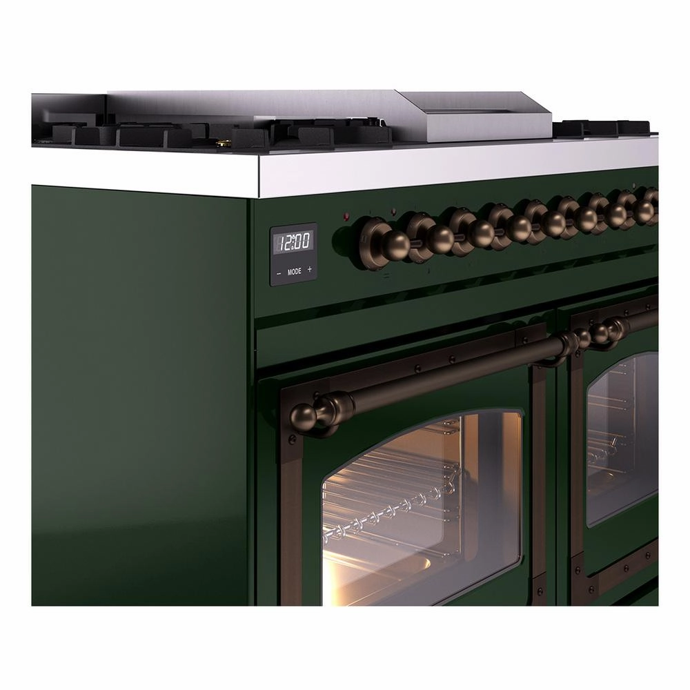 Ilve UND40FNMPEGB Ilve Und40Fnmpegb Nostalgie Ii Noblesse 40" Dual Fuel Range (Natural Gas, Triple Glass Door, Emerald Green, Burnished)