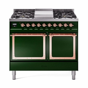 Ilve UND40FQNMPEGP Ilve Und40Fqnmpegp Nostalgie Ii Noblesse 40" Dual Fuel Range (Natural Gas, Solid Door, Emerald Green, Copper)