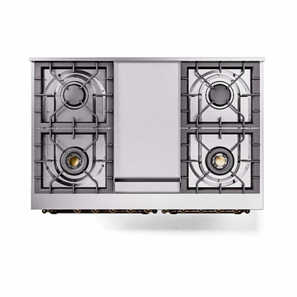 Ilve UND40FQNMPMBBLP Ilve Und40Fqnmpmbblp Nostalgie Ii Noblesse 40" Dual Fuel Range (Liquid Propane, Solid Door, Midnight Blue, Burnished)