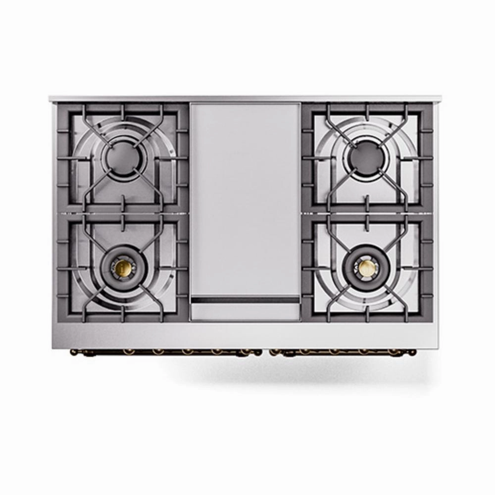Ilve UND40FQNMPSSB Ilve Und40Fqnmpssb Nostalgie Ii Noblesse 40" Dual Fuel Range (Natural Gas, Solid Door, Stainless Steel, Burnished)