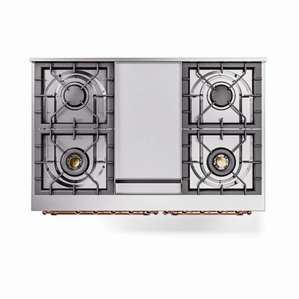Ilve UND40FQNMPWHP Ilve Und40Fqnmpwhp Nostalgie Ii Noblesse 40" Dual Fuel Range (Natural Gas, Solid Door, White, Copper)
