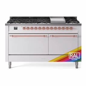 Ilve UP60FQNMPRAP Nostalgie Ii 60 Inch Dual Fuel Natural Gas Freestanding Range In Ral Custom Color With Copper Trim