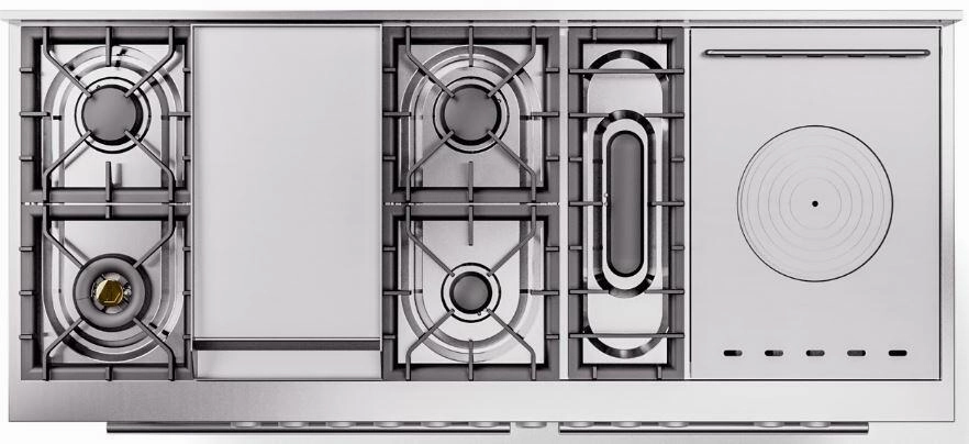Ilve UP60FSQMPBG Professional Plus Ii 60 Inch Dual Fuel Natural Gas Freestanding Range In Blue Grey With Trim