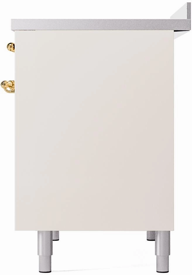 Ilve UPDI406NMPAWG Nostalgie Ii 40 Inch Electric Freestanding Range In Antique White With Brass Trim